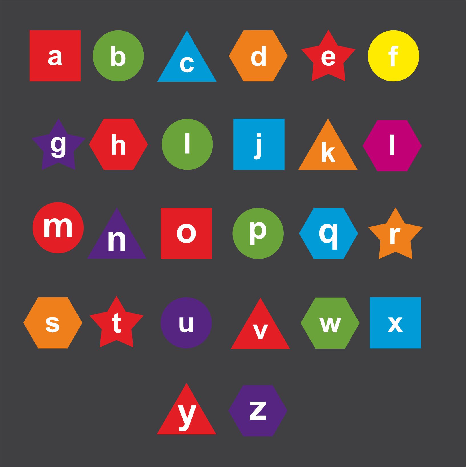 Colourful alphabet shapes playground markings for schools